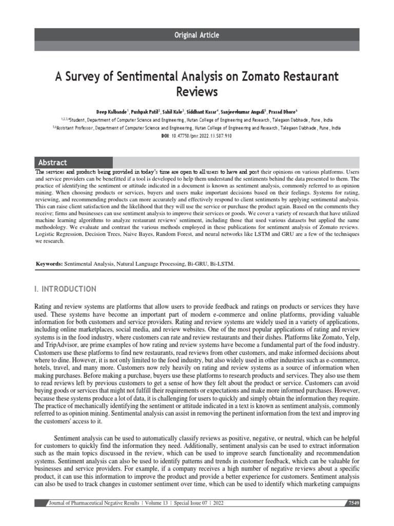 Sentiment Analysis of Zomato Reviews | PDF | Business