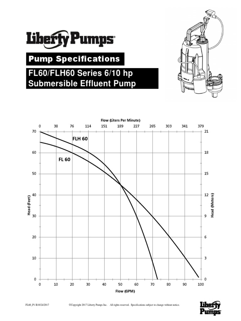 Pump Curve Reference Sheet FL60 Series | PDF | Pump | Electric Motor