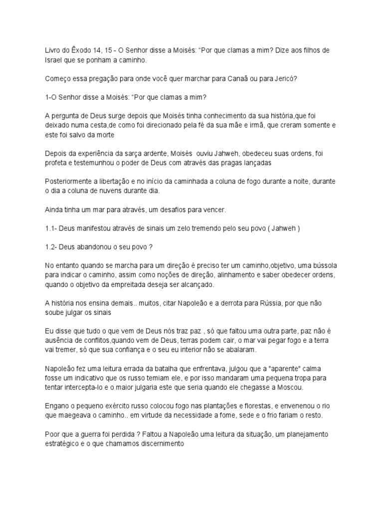 Livro Do Êxodo 14, 15 - O Senhor Disse A Moisés - 