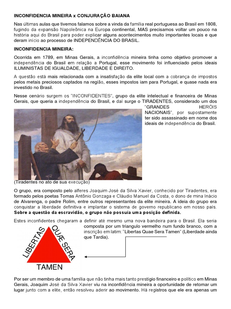 Inconfidência Mineira e Conjuração Baiana | PDF | Brasil