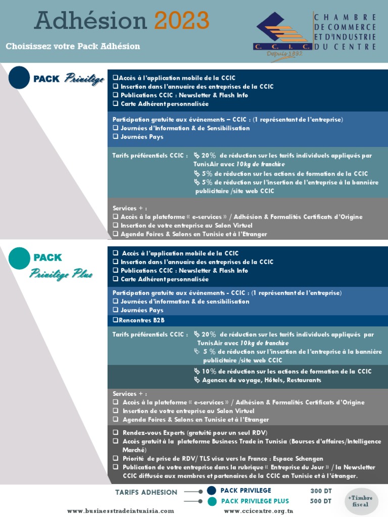 Offres d'Adhésion CCIC 2023 | PDF
