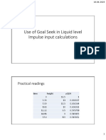 Use of Goal Seek in Liquid Level Impulse Input Calculations: Practical Readings