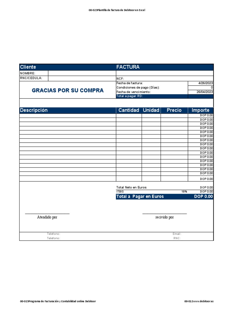 Plantilla Factura en Excel | PDF | Microsoft Excel | Informática