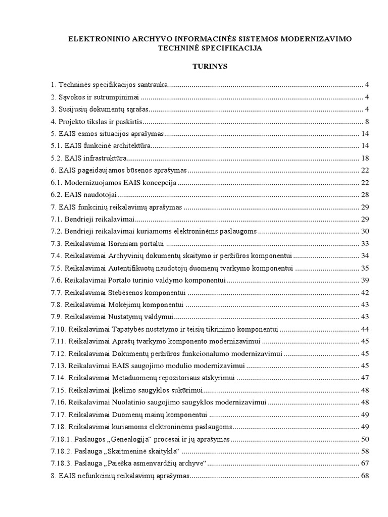 Eais Modernizavimo Technin Specifikacija PDF