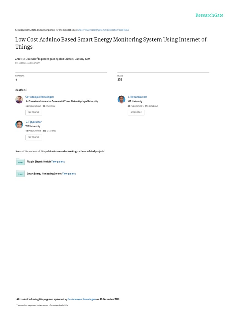 Low Cost Arduino Based Smart Energy Monitoring System Using of