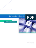 La Gestion Des Réclamations: Politique Et Procédure