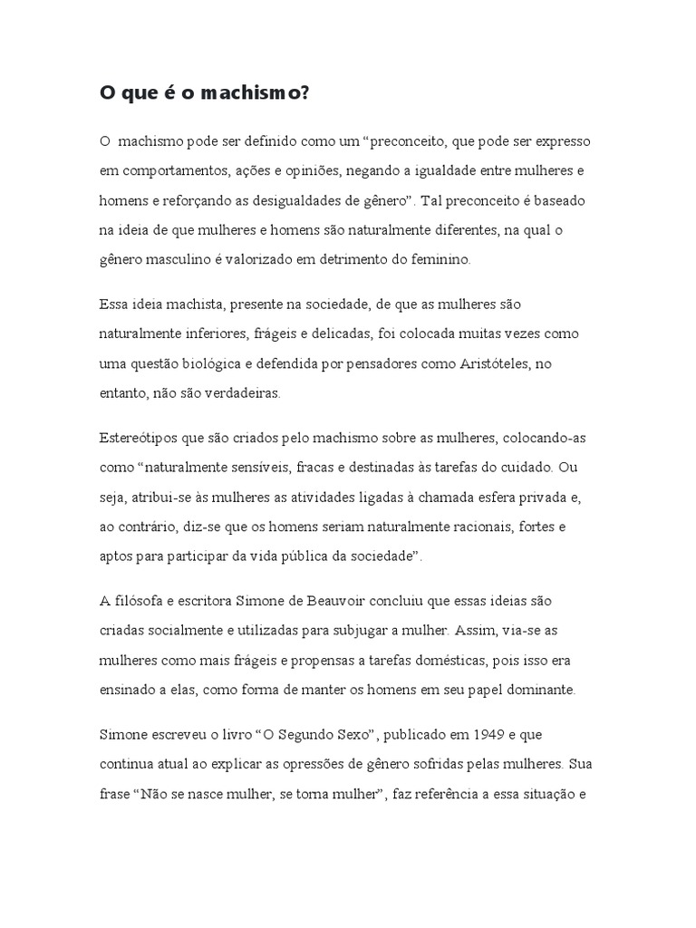 Compreendendo o Machismo e suas Causas | PDF | Machismo | Gênero