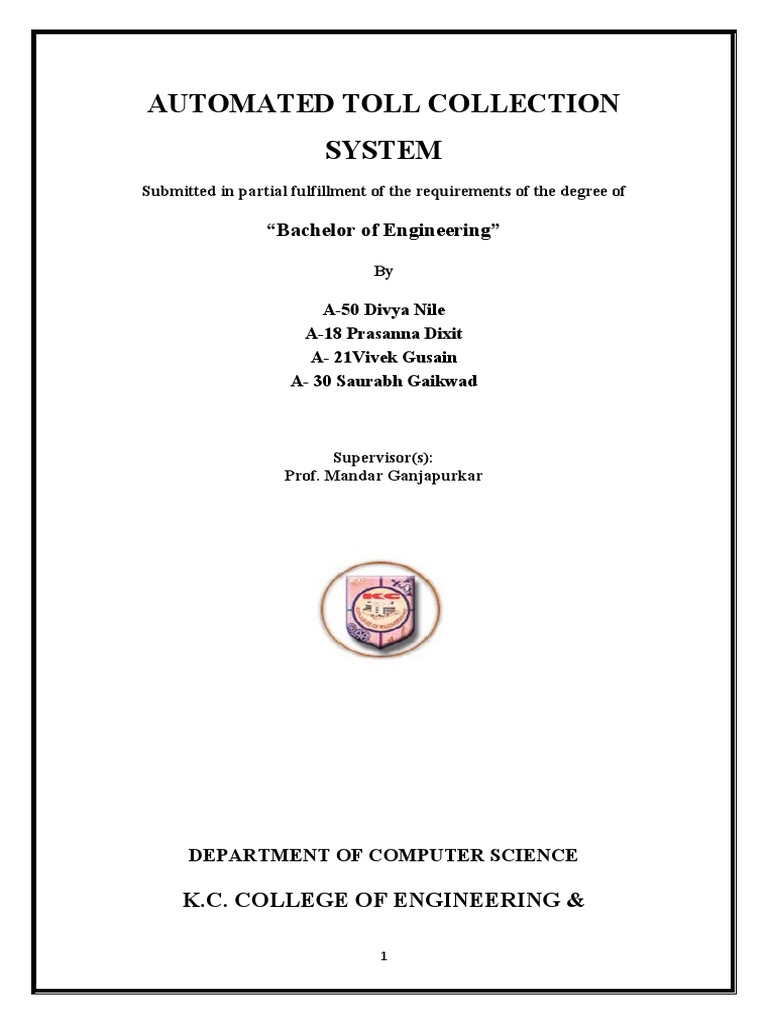 ATCS BE (CS) Report PDF Toll Road Radio Frequency Identification