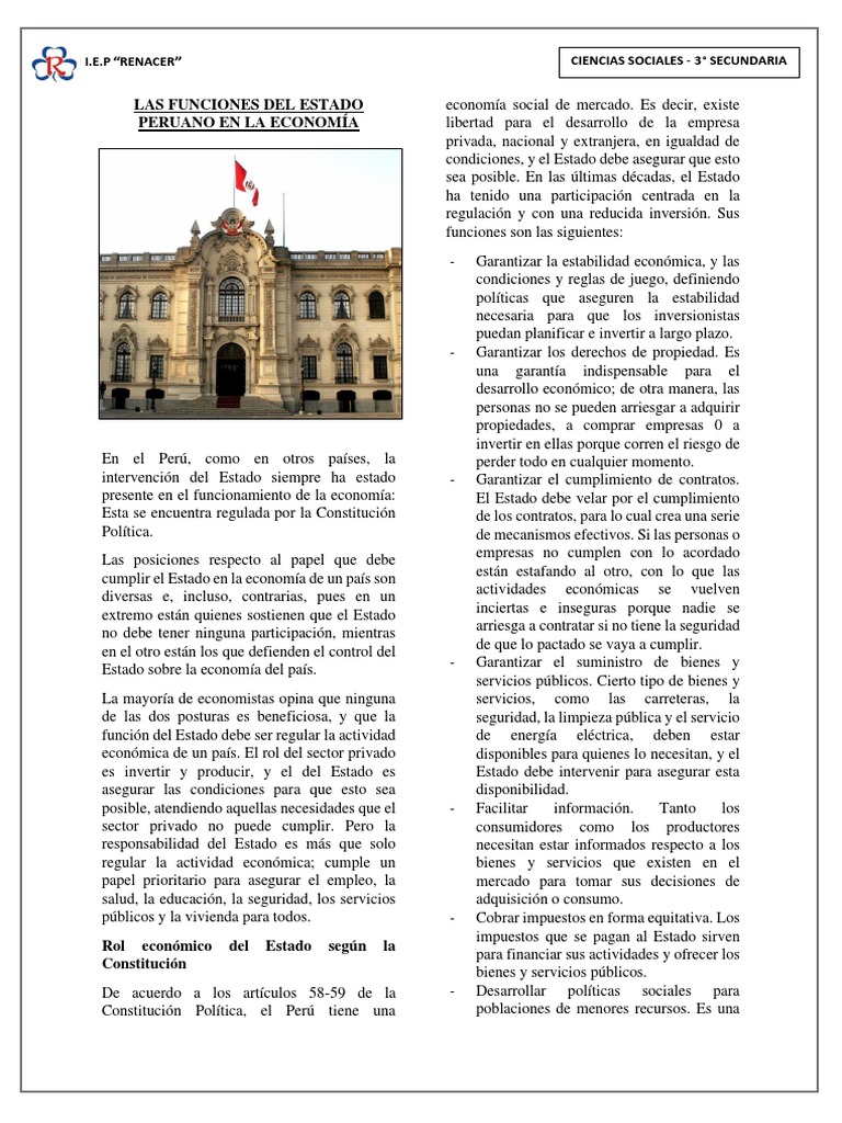 3 a o 3 las funciones del estado peruano en la econom a pdf