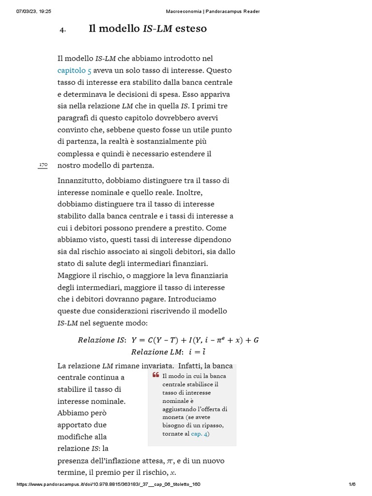 6-4 - Il Modello IS-LM Esteso | PDF