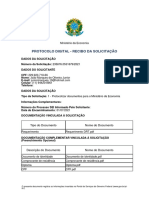 Protocolo Digital - Recibo Da Solicitação: Ministério Da Economia