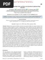 Evaluation of Multiple-Choice and Short Essay Questions in Pharmacology Education