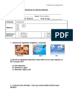 Evaluación de Ciencias Naturales Primero