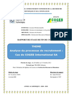 Theme Analyse Du Processus de Recrutement: Cas de COGEB International SA