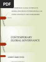 Contemporary Global Governance, General Principles of International Law, States Nationality and Statelessness