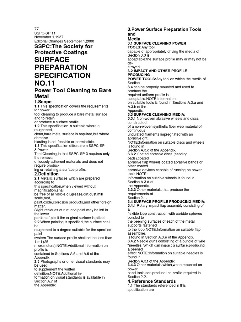 Surface Preparation Specification NO.11: SSPC:The Society For