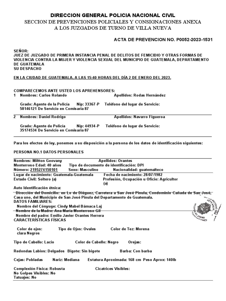Prevención Policial Por Delito en Flagrancia | PDF | Guatemala