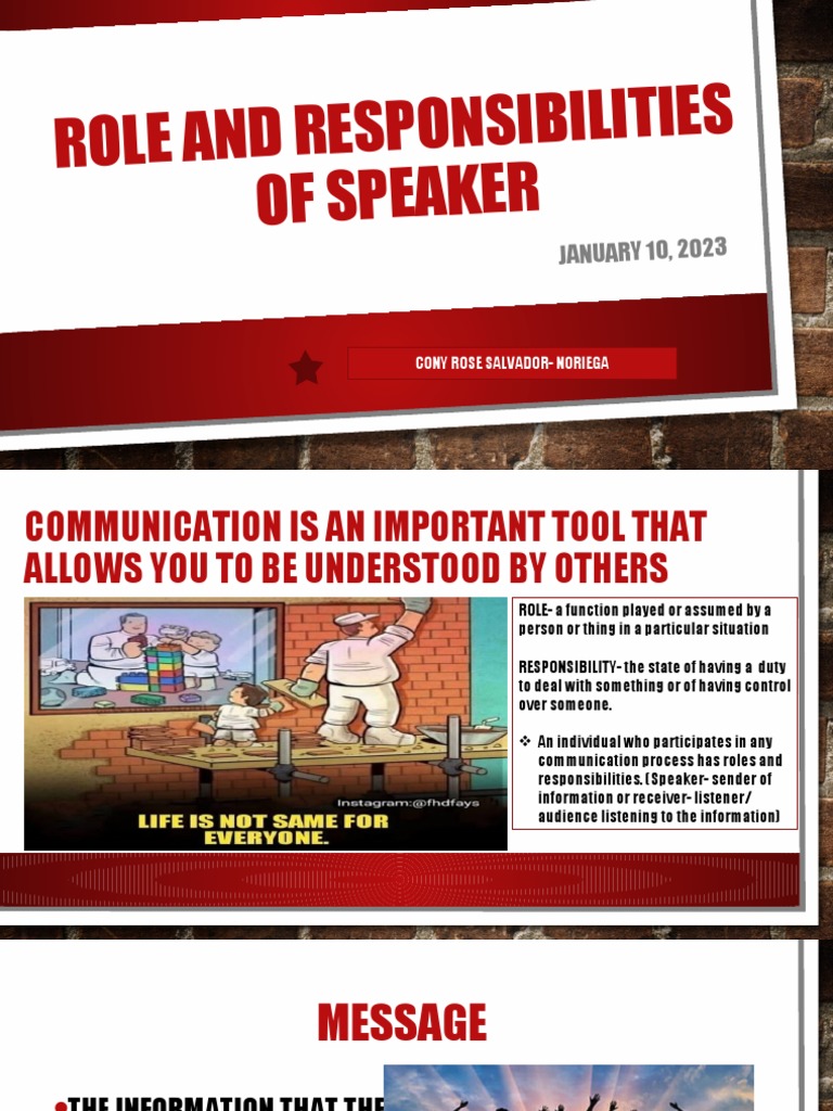 Role and Responsibilities of Speaker PDF