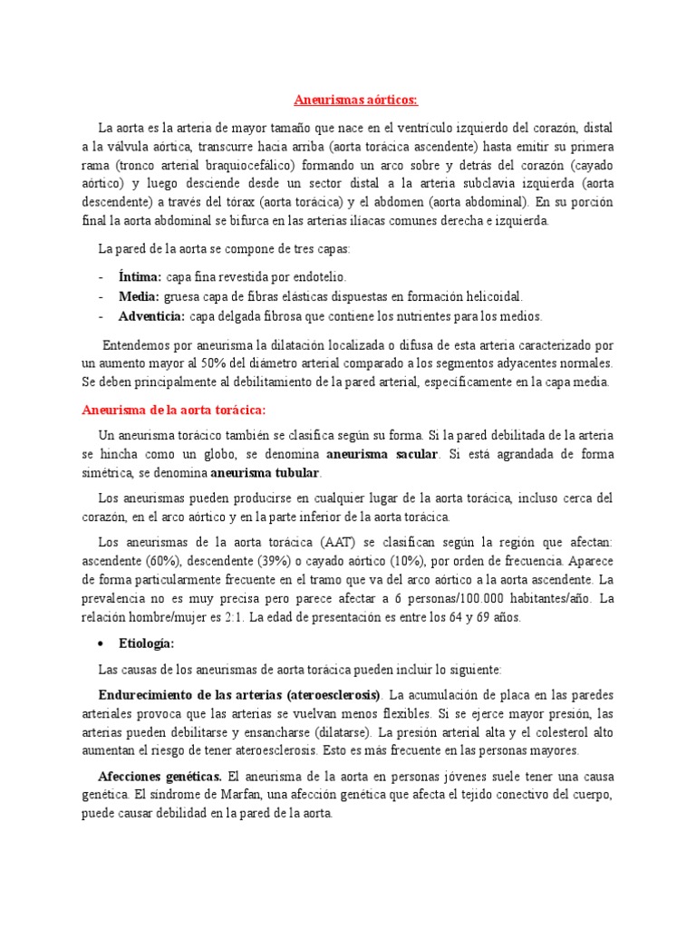 Aneurismas Aórticos: Tipos y Causas | PDF | Aorta | Especialidades Medicas