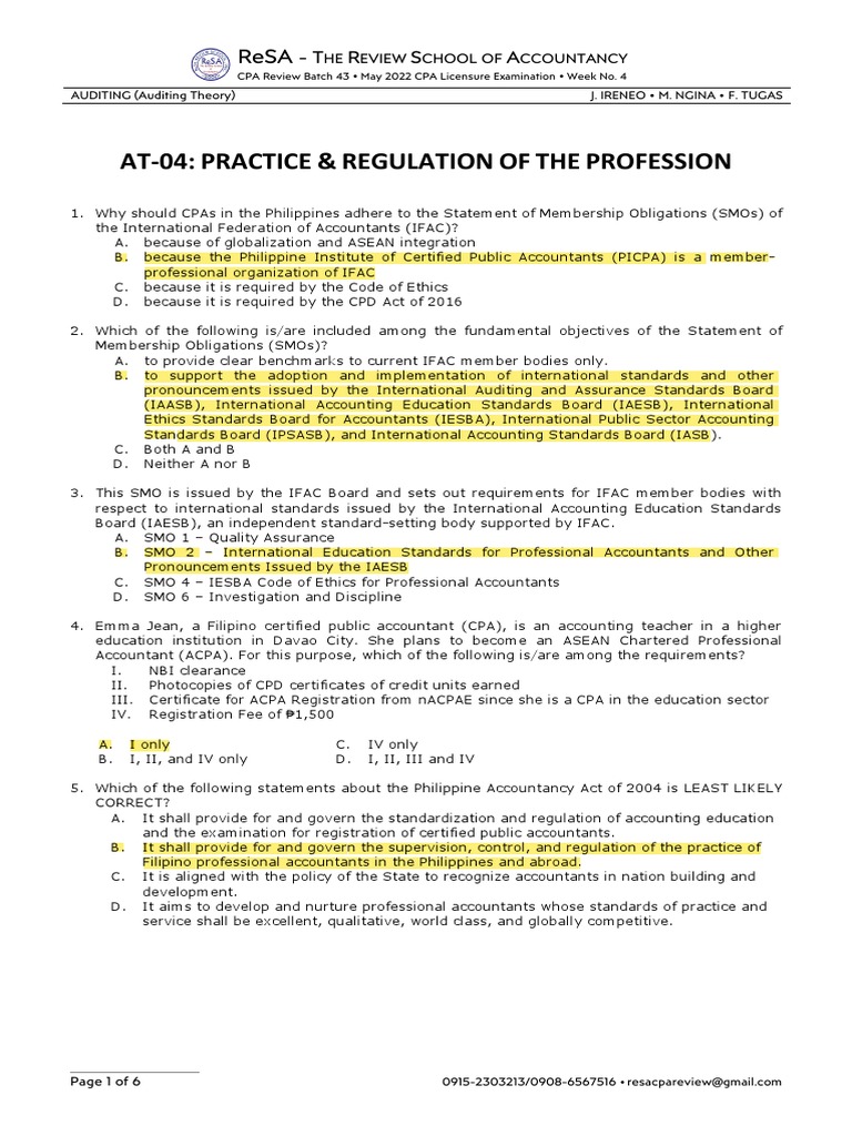 CPA Practice and Regulation in the Philippines | PDF | Certified Public ...