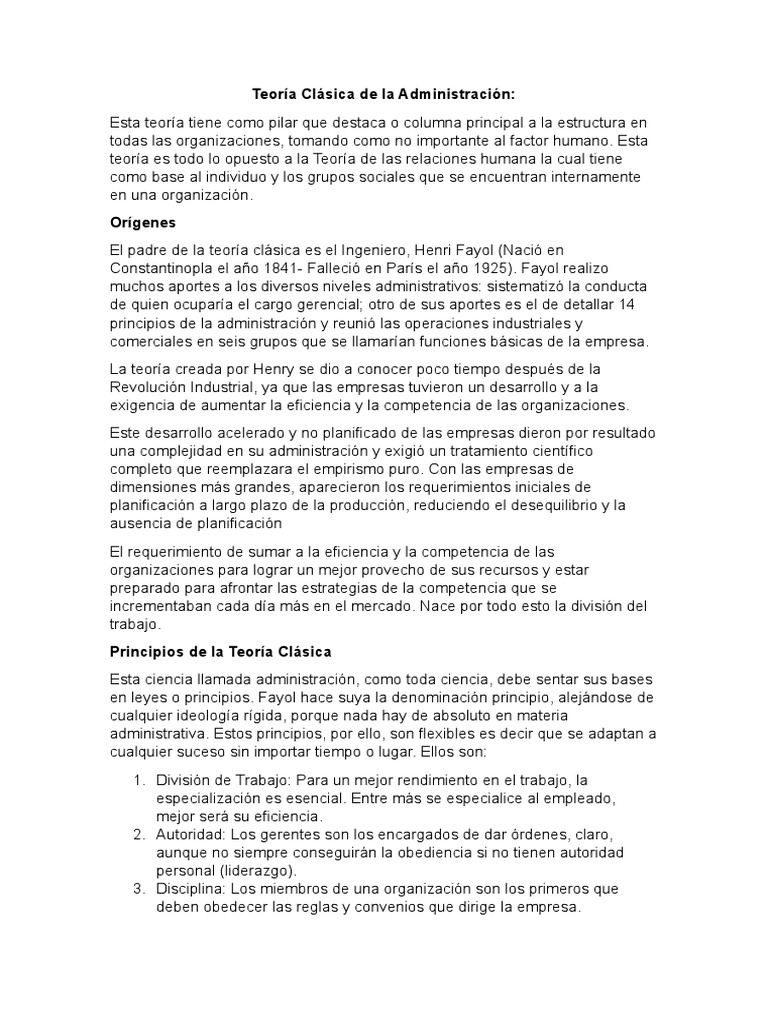 Teor a cl sica de la administraci n descargar gratis pdf experimentar