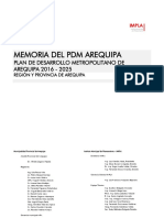 Memoria Del PDM Arequipa: Plan de Desarrollo Metropolitano de AREQUIPA 2016 - 2025