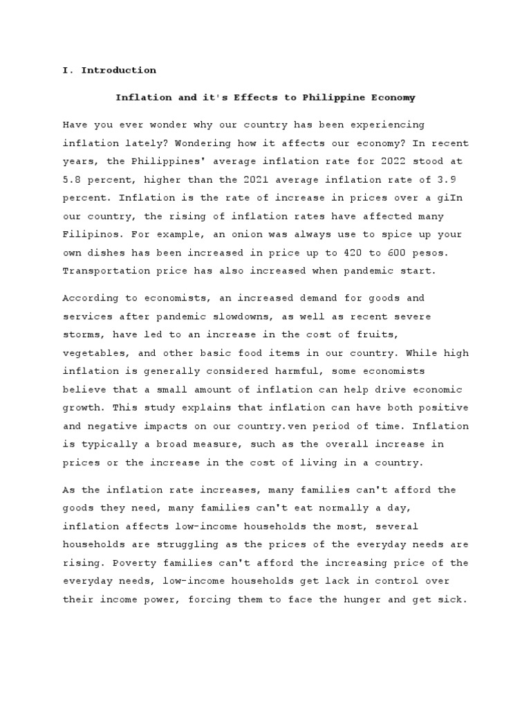 Inflation's Impact on Philippine Economy | PDF | Cost Of Living | Inflation