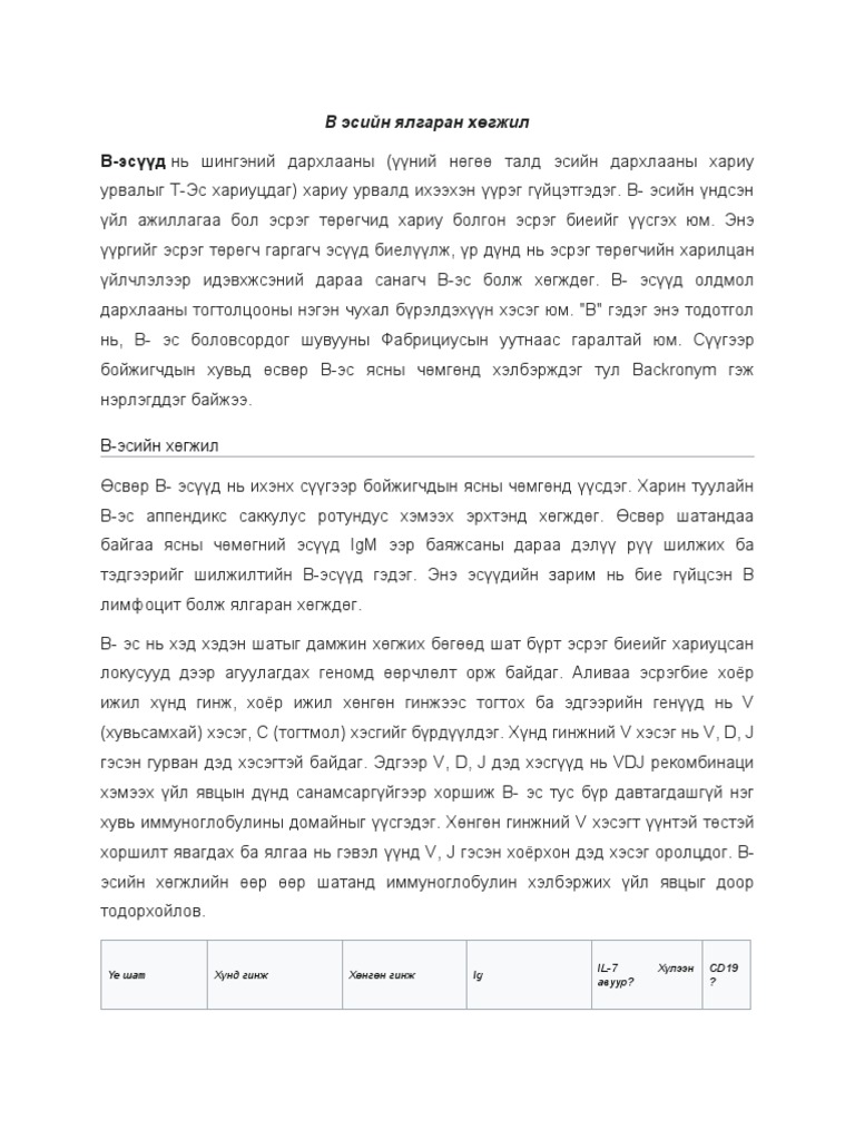 В Эсийн Ялгаран Хөгжил | PDF