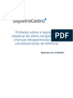 Embates Sobre A Legislação Estadual de Alerta Obrigatório de Crianças Desaparecidas Pelas Concessionárias de Telefonia