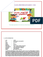 Experiencia de Aprendizaje Marzo / 2 022: "Con Alegría Regresamos A La Escuela en Un Clima de Paz y Armonía