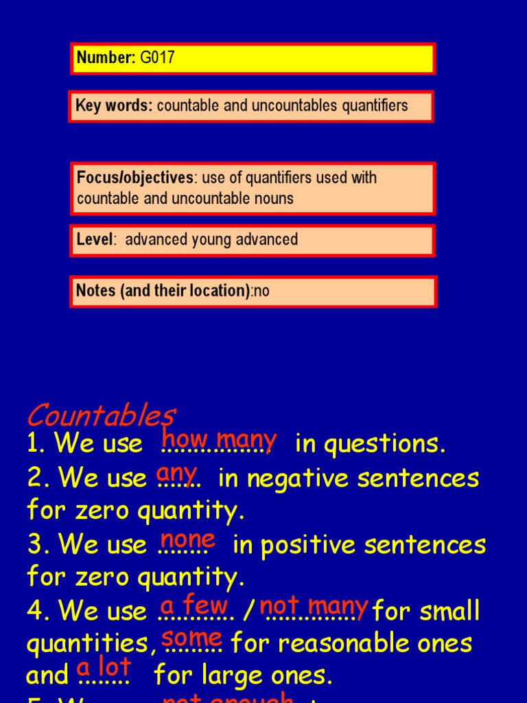 Countable and Uncountable Quantifiers | PDF | Quantity | Grammar