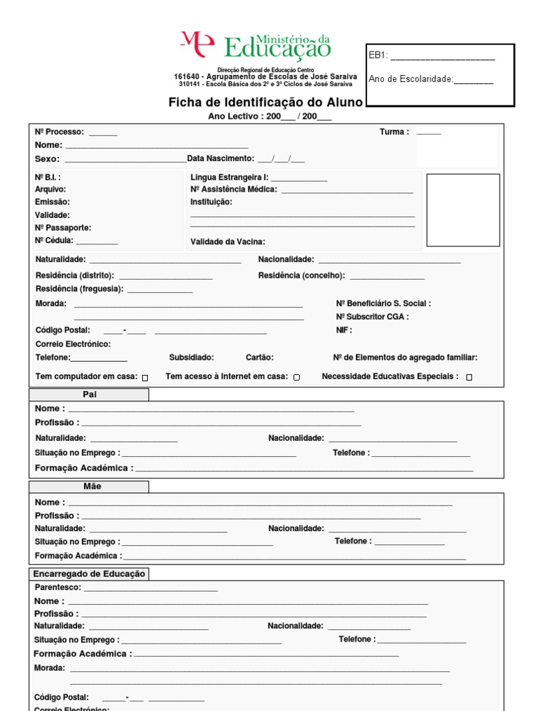 Ficha de Identificação do Aluno | PDF | Bem-estar