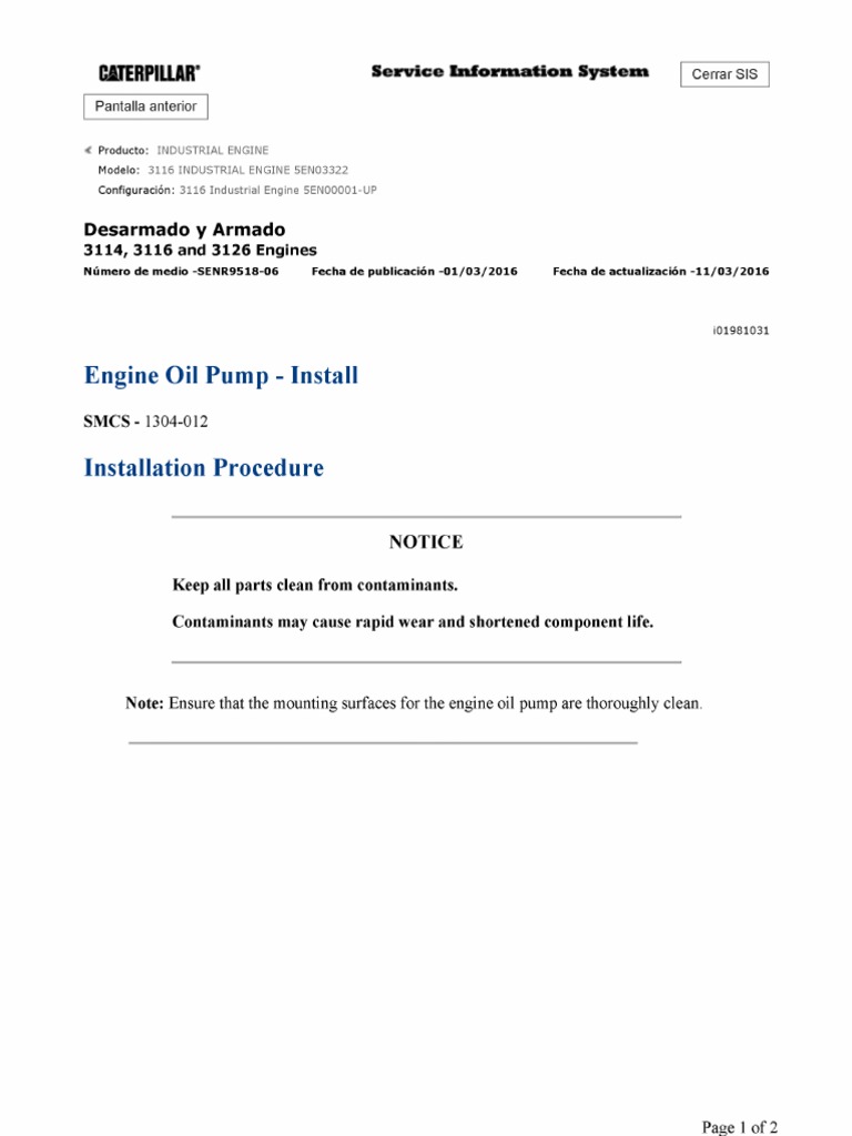 Engine Oil Pump - Install | PDF