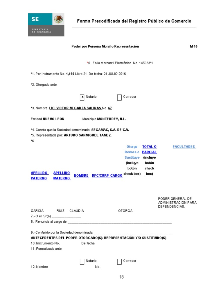 Poder Notarial en Registro Mercantil | PDF | Derecho