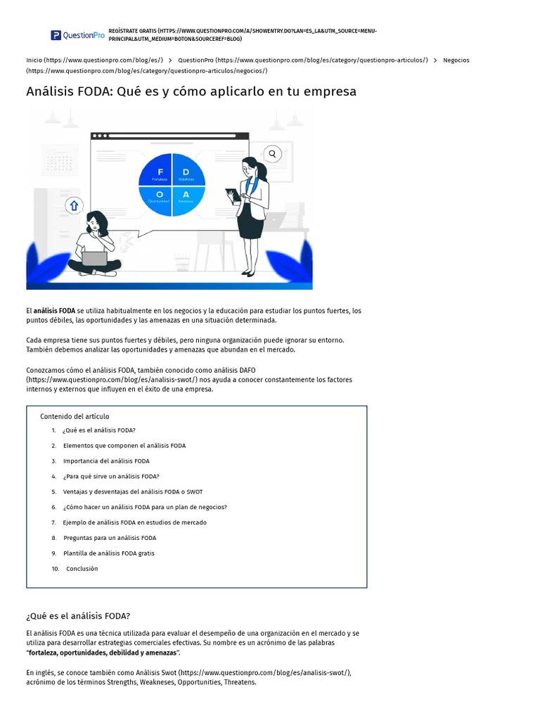 Análisis FODA - Qué Es y Cómo Aplicarlo en Tu Empresa | PDF | Análisis ...