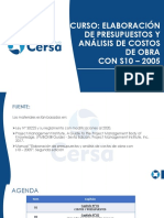 Curso: Elaboración de Presupuestos Y Análisis de Costos de Obra CON S10 - 2005