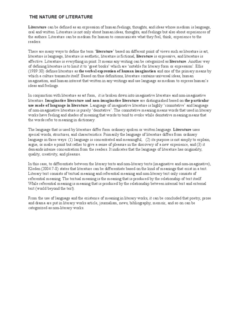 The Nature of Literature | PDF | Idea | Word