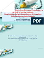 Propaedeutics of intеrnаl medicine as аn introduction to the clinic of internal medicine. Questioning and physical examination of the patient. Еthical and deontological aspects