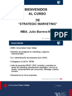 Bienvenidos Al Curso: DE "Strategic Marketing" MBA. Julio Barrera Mina