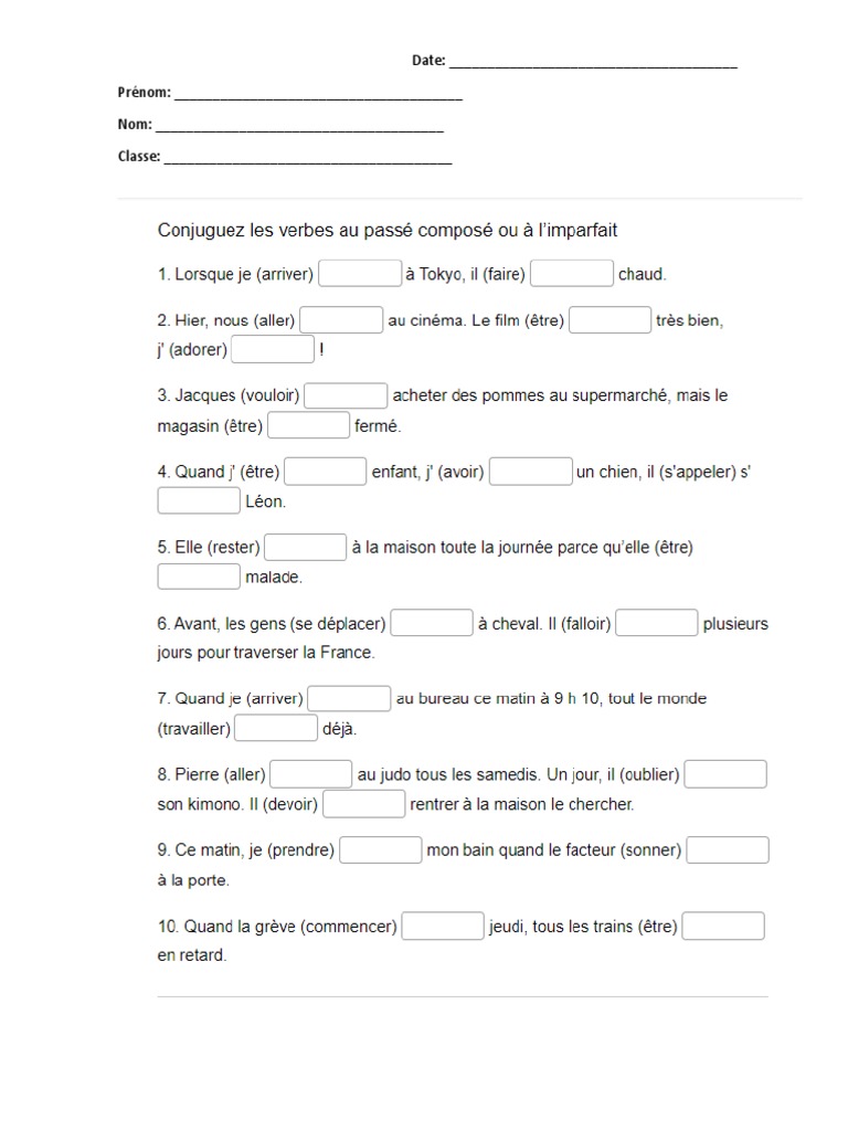 Passe Composé vs Imparfait | PDF