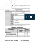 Información General: Formato Planeación, Seguimiento y Evaluación Etapa Productiva