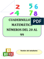 Cuadernillo de Matemática Números Del 20 Al 99