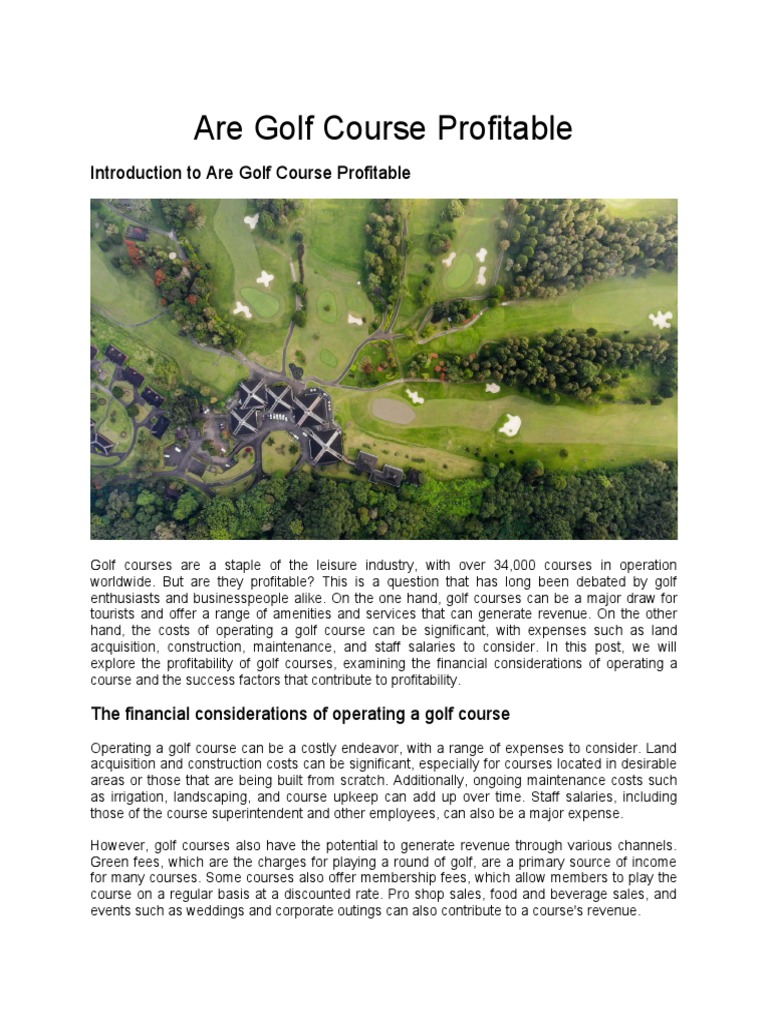 Are Golf Course Profitable PDF Profit (Economics) Golf Course