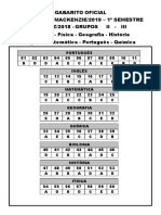 Gabarito - Grupos II - III - Manhã - 2019 1 Sem