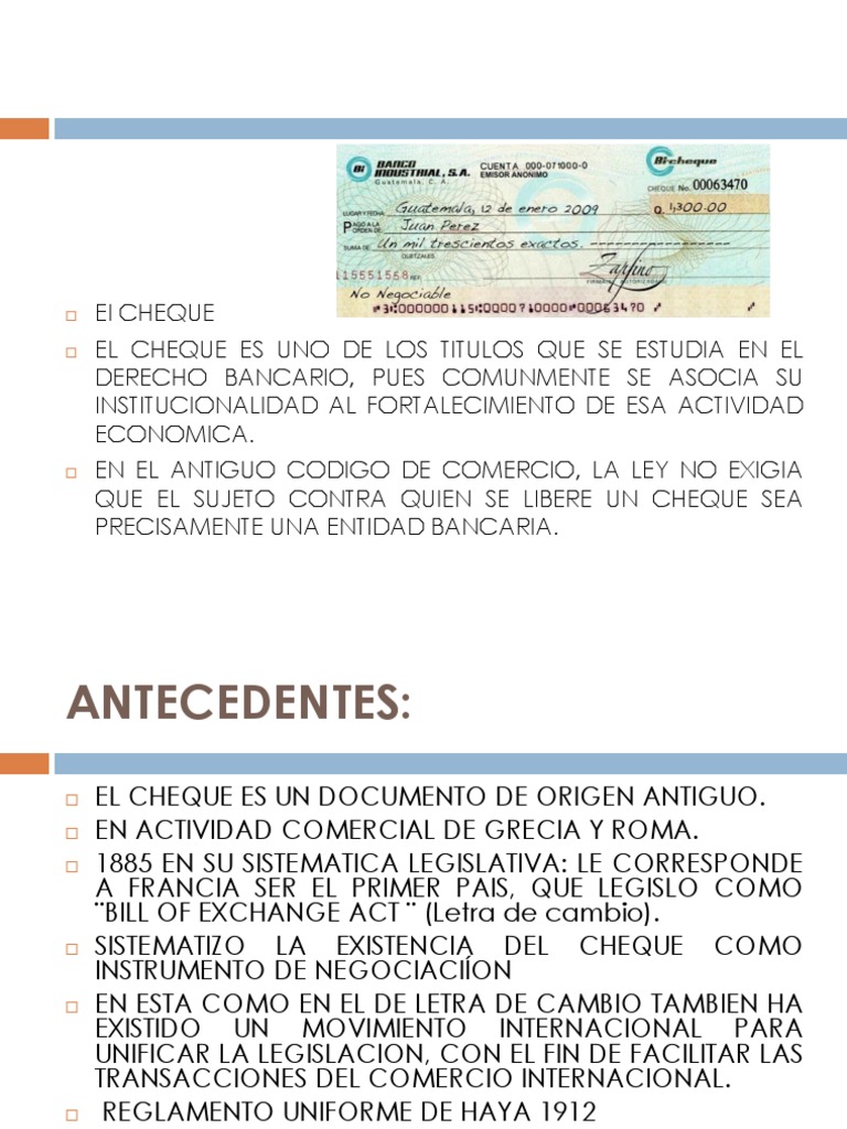 El Cheque Expocision Oficial Pdf Cheque Bancos