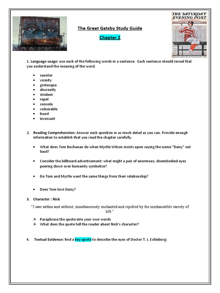 The Great Gatsby Study Guide Pdf – HGDHN