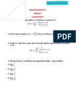 Lista de Exercícios de Continuidade com Funções e Limites