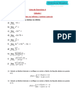 Lista de Exercícios de Cálculo I sobre Limites no Infinito e Laterais