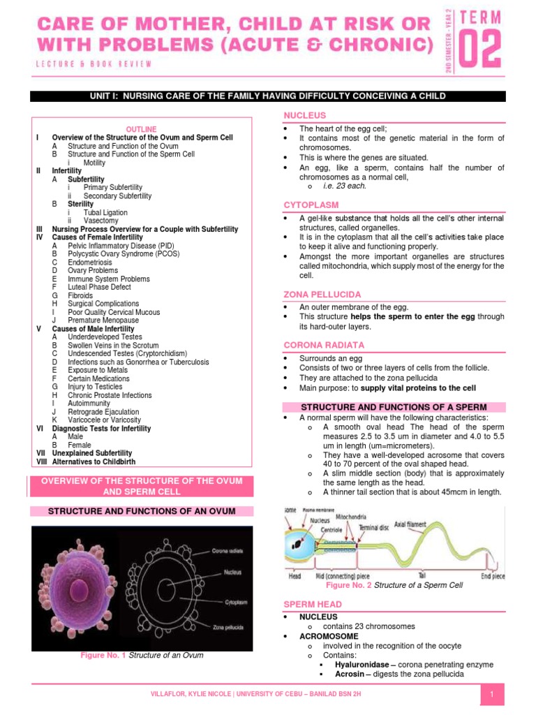 Unit i nursing care of the family having difficulty conceiving a child