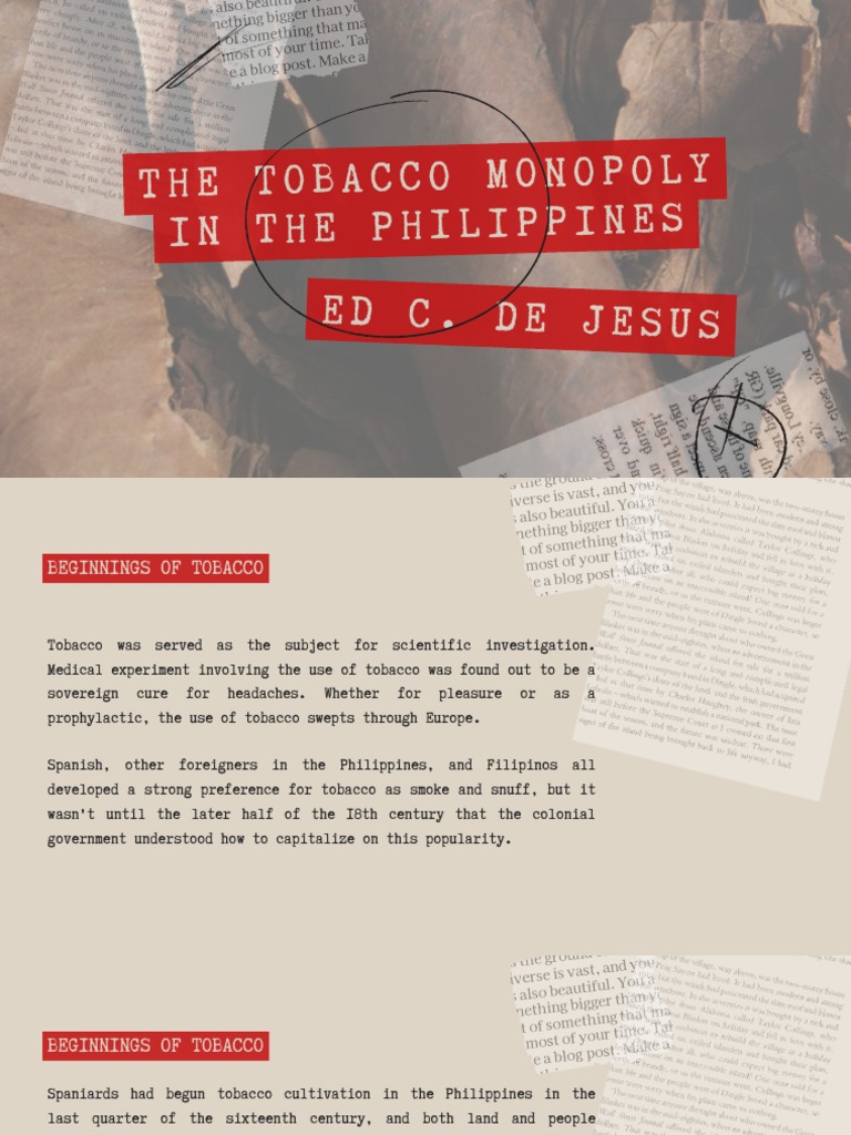 tobacco monopoly in the philippines Tobacco Monopoly in the Philippines | PDF | Tobacco